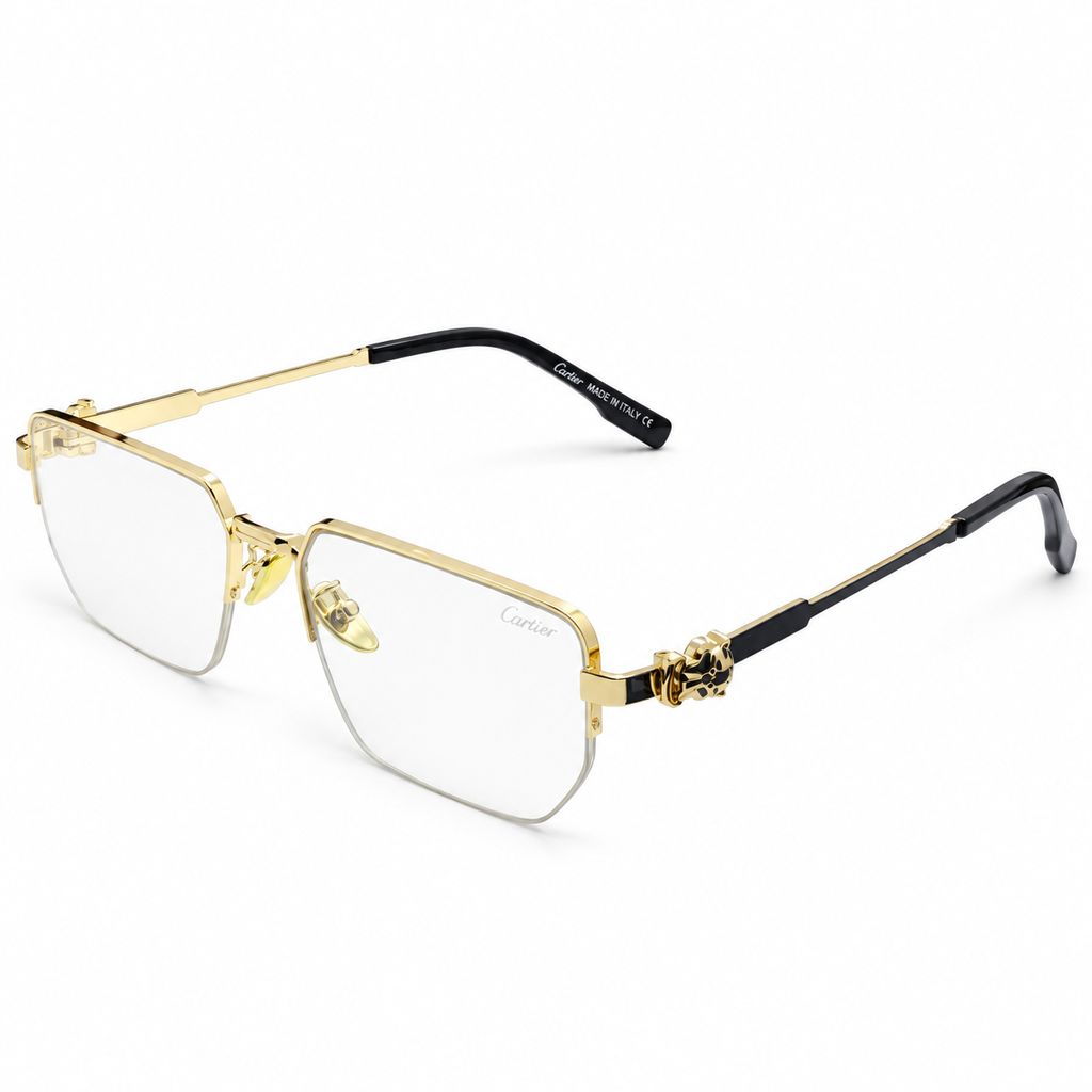Cartier - Panthere Hinge Rimless Rectangular - Sunglasses on white background
