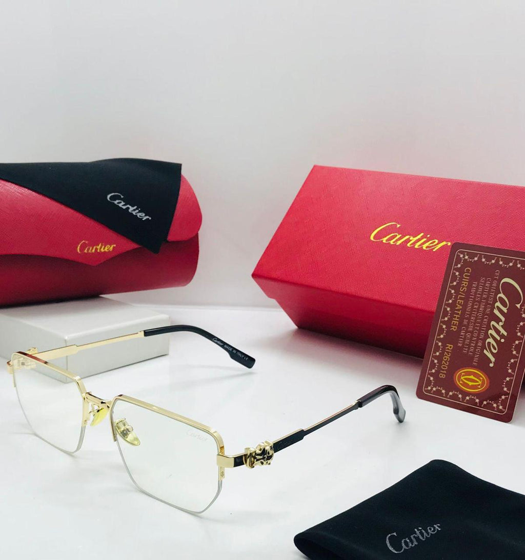 Cartier - Panthere Hinge Rimless Rectangular - Sunglasses with OG box