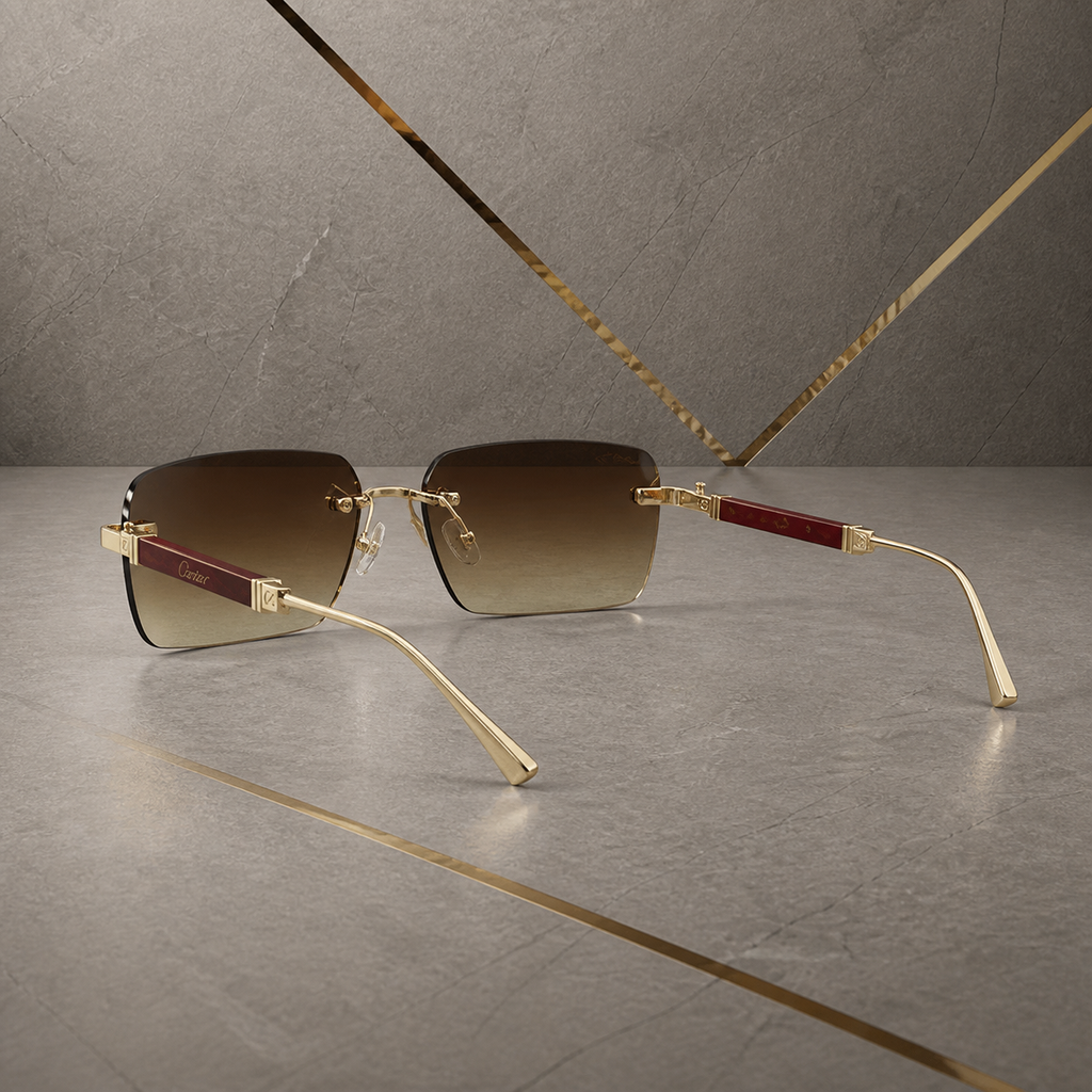 Cartier rimless rectangular brown gradient sunglasses alternate view at PrimePicks