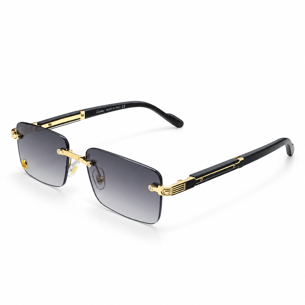 Cartier - Rimless Rectangular Gradient - Sunglasses on white background