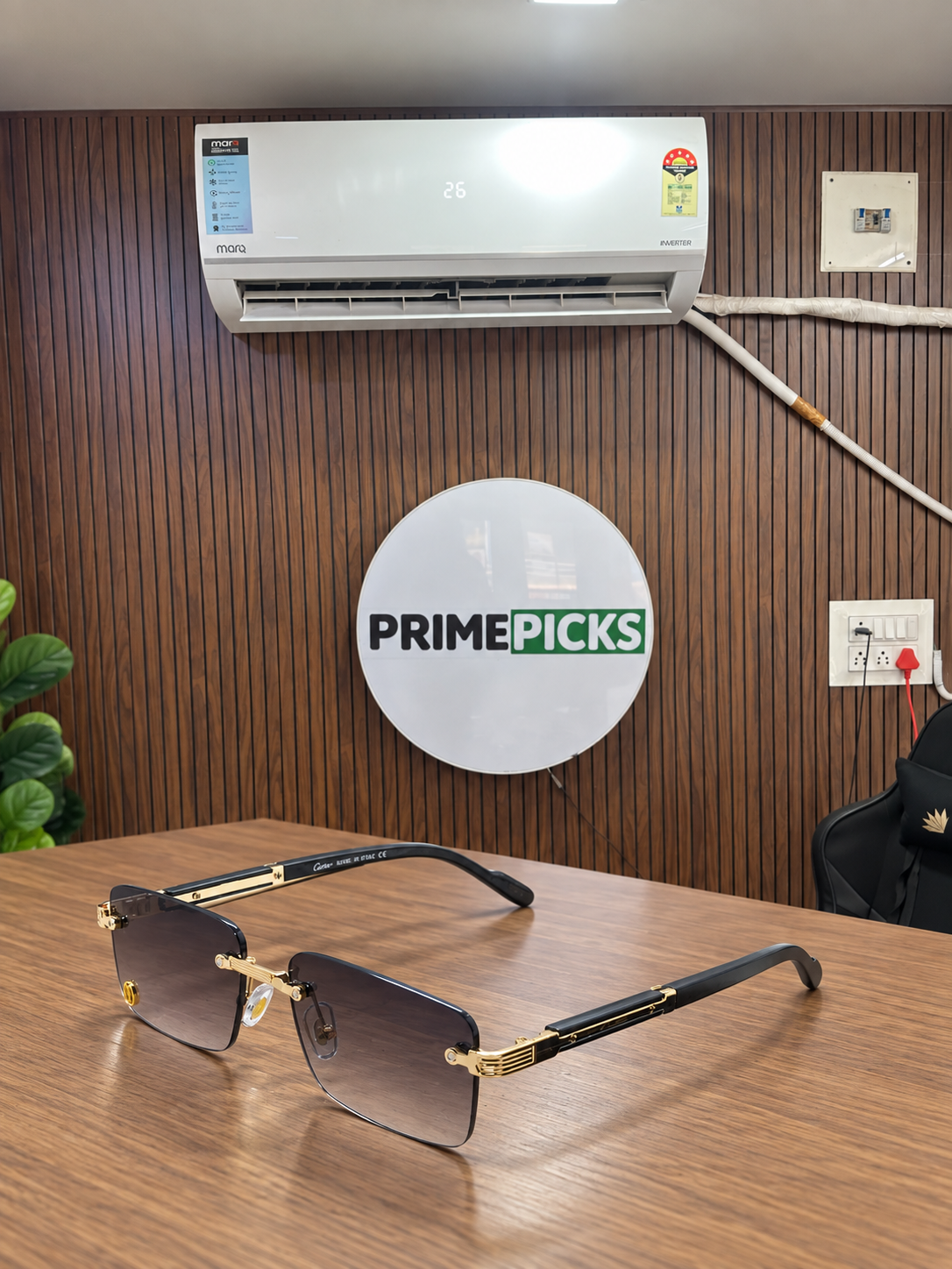 Cartier - Rimless Rectangular Gradient - Sunglasses in the PrimePicks office