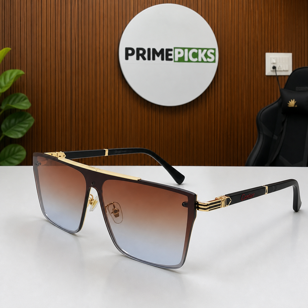 Cartier oversized shield gradient sunglasses hero view at PrimePicks