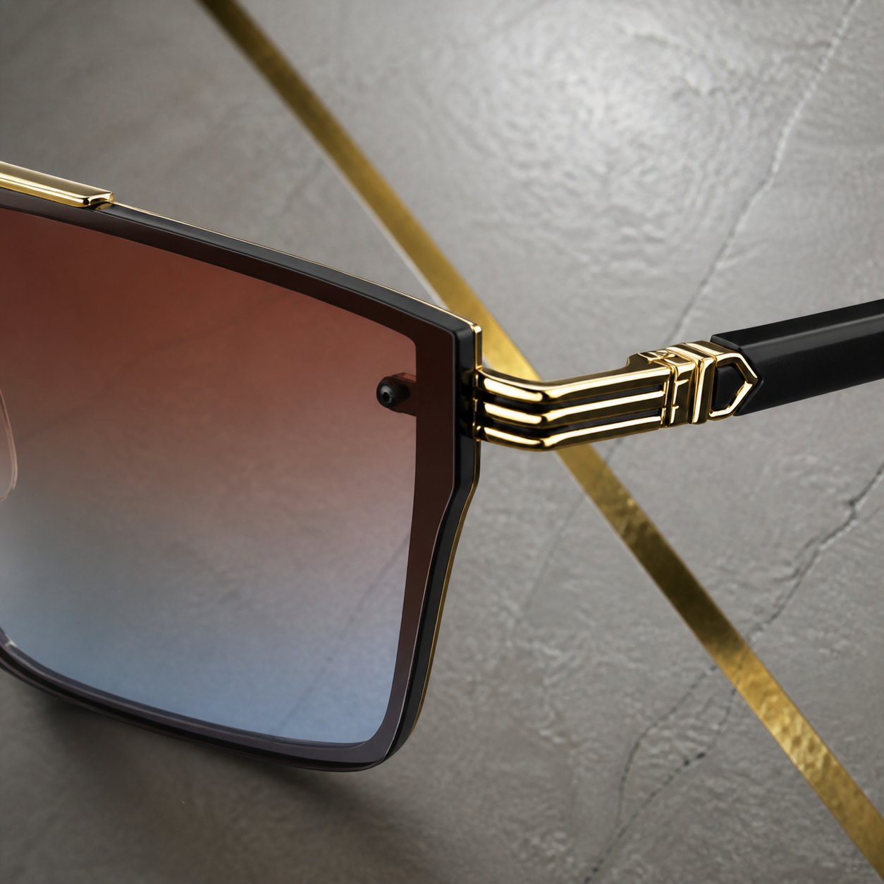 Cartier oversized shield gradient sunglasses hinge detail at PrimePicks