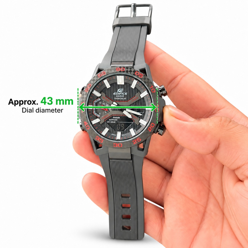 Casio Edifice Sospensione approximate 43 mm dial diameter