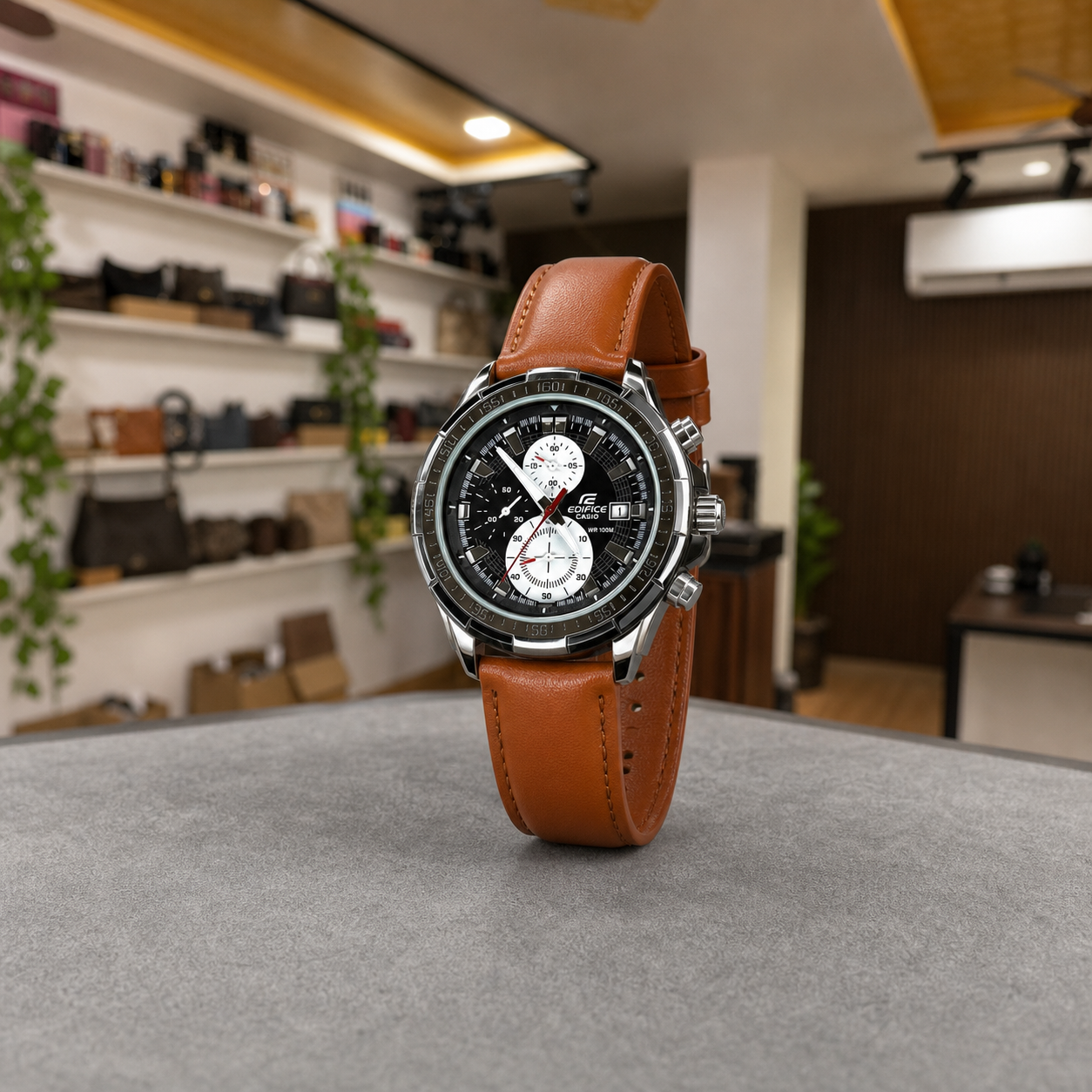 Casio Edifice EFR-539L men’s chronograph watch in the Primepicks office