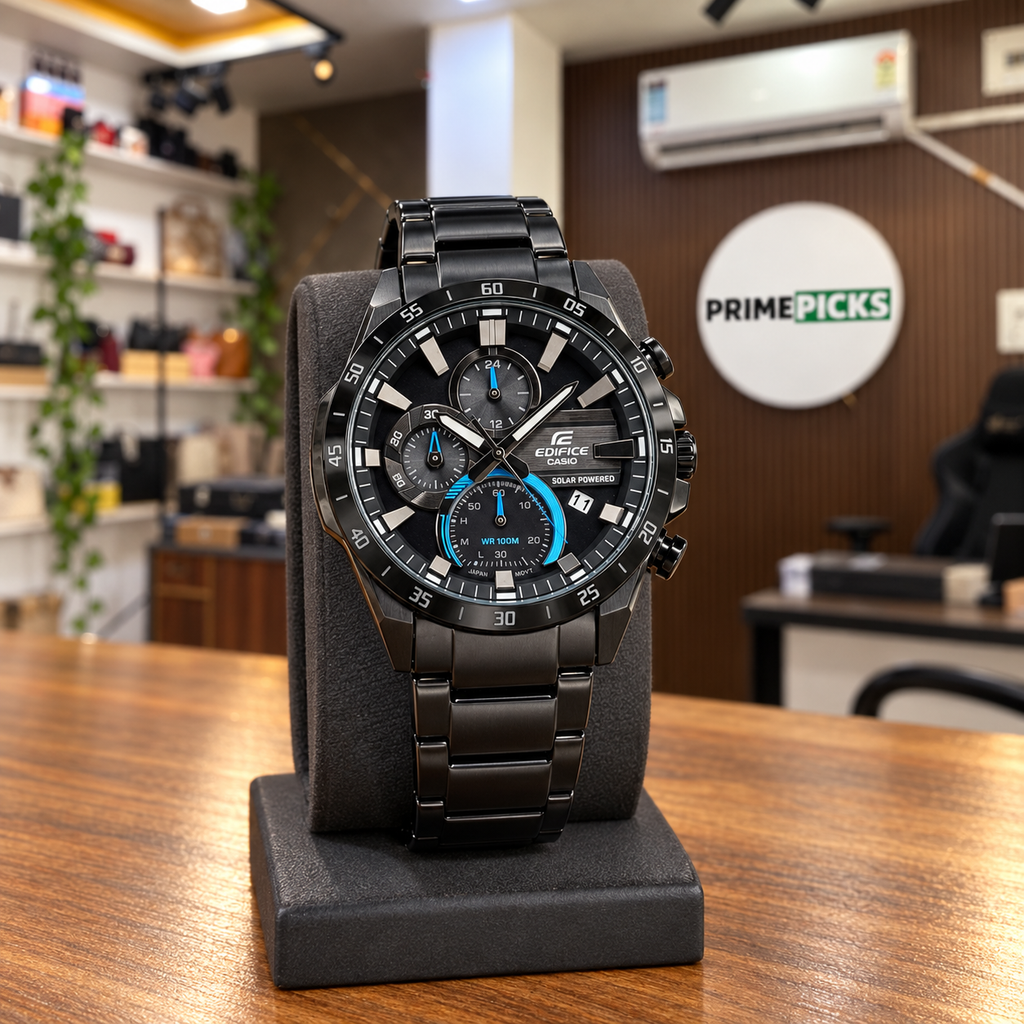 Casio Edifice EQS-940DC-1BV black watch in the PrimePicks office
