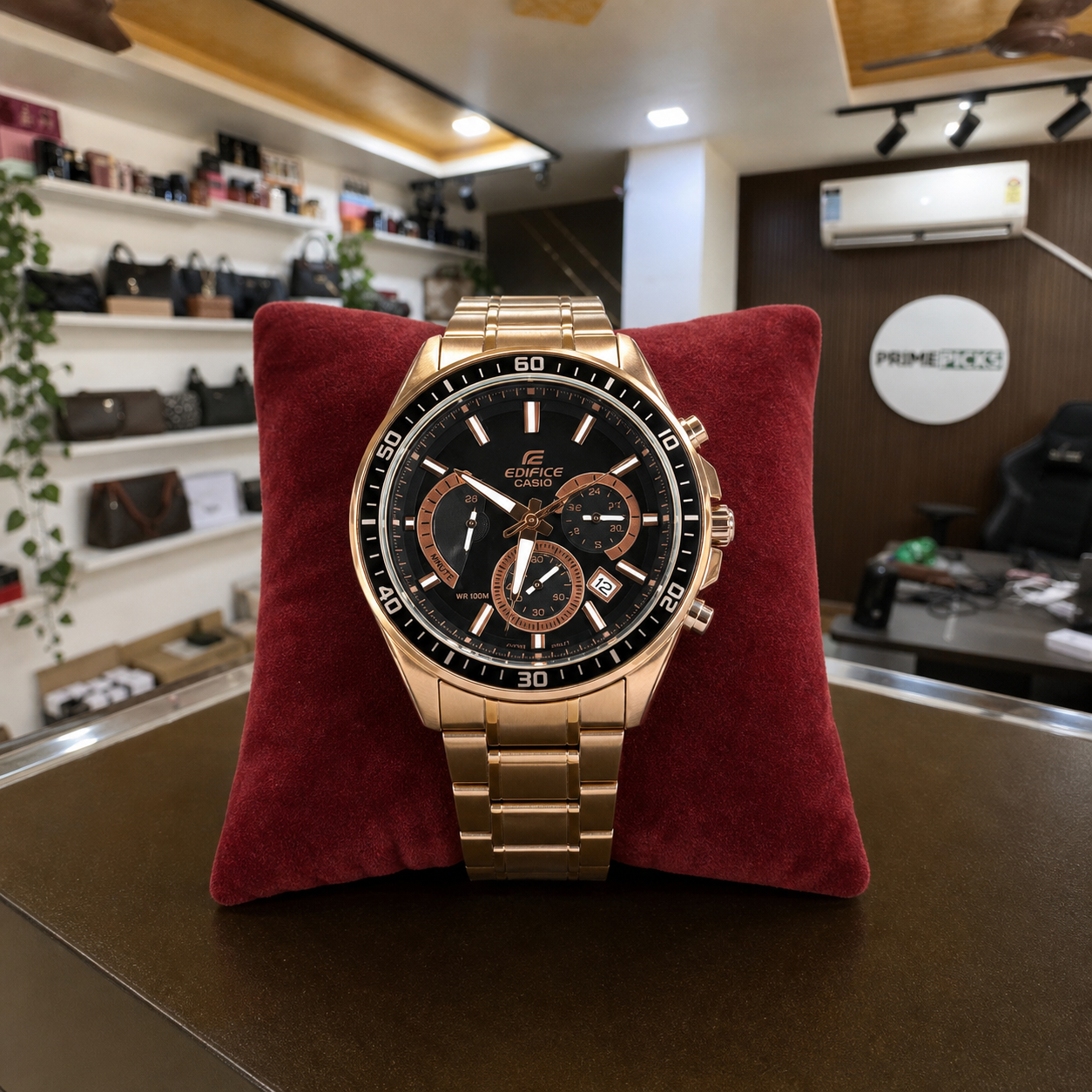 Casio Edifice rose-gold-tone chronograph in Primepicks showroom
