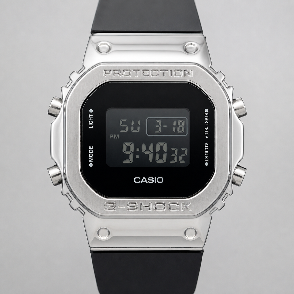 Casio G-Shock G-Steel GM-5600 digital display and bezel detail