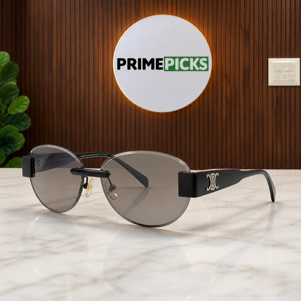 Celine grey rimless sunglasses hero view at PrimePicks