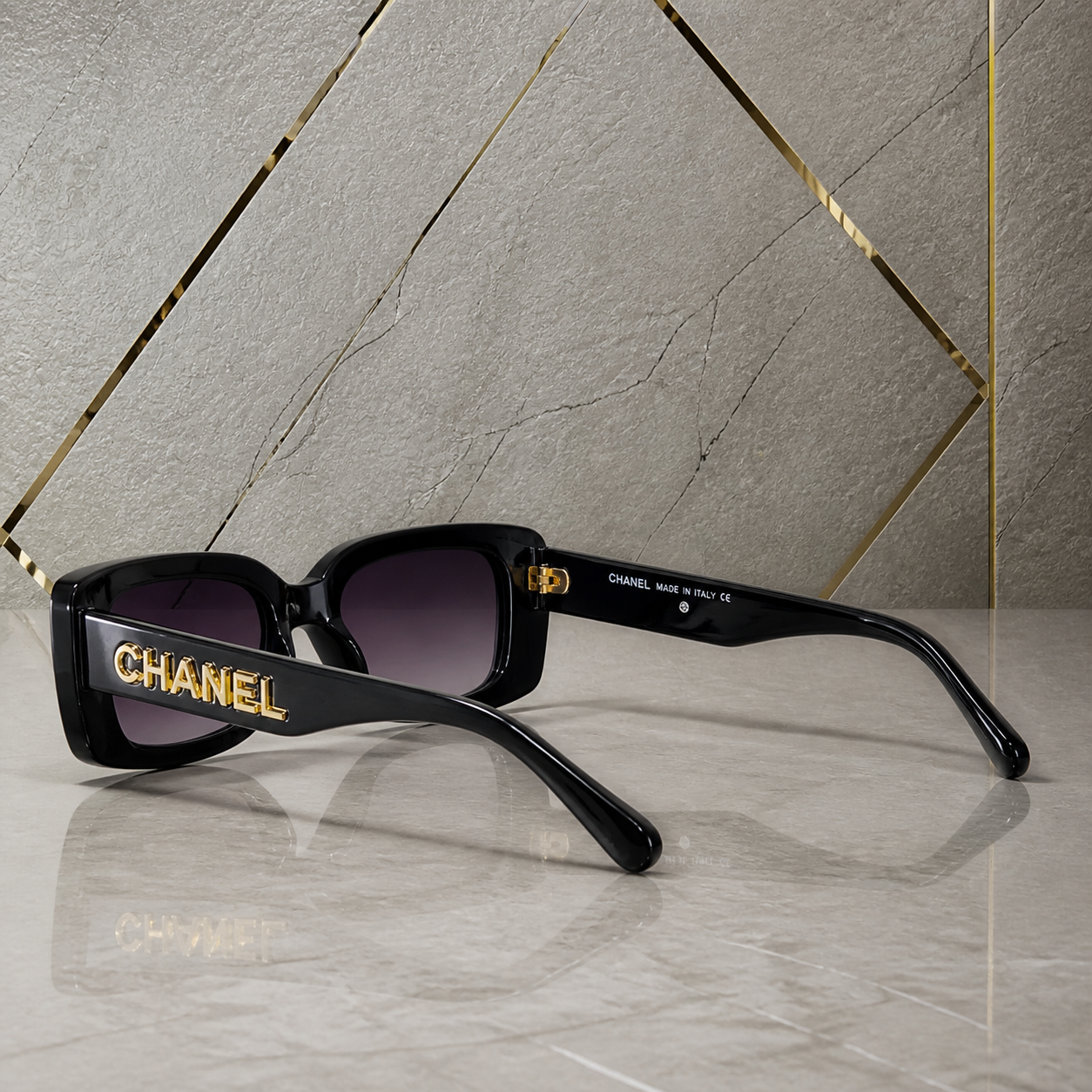 Chanel black rectangular gradient sunglasses alternate view at PrimePicks