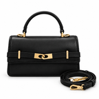 Charles & Keith Arlet belted top-handle bag in Black on white background
