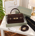 Brown Charles & Keith Arlet bag with supplied brand box, dustcover and shoulder strap