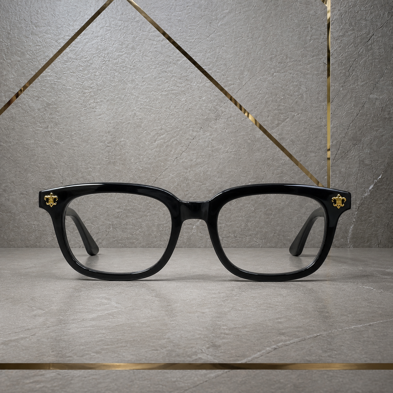 Chrome Heart black clear-lens frame straight-on view