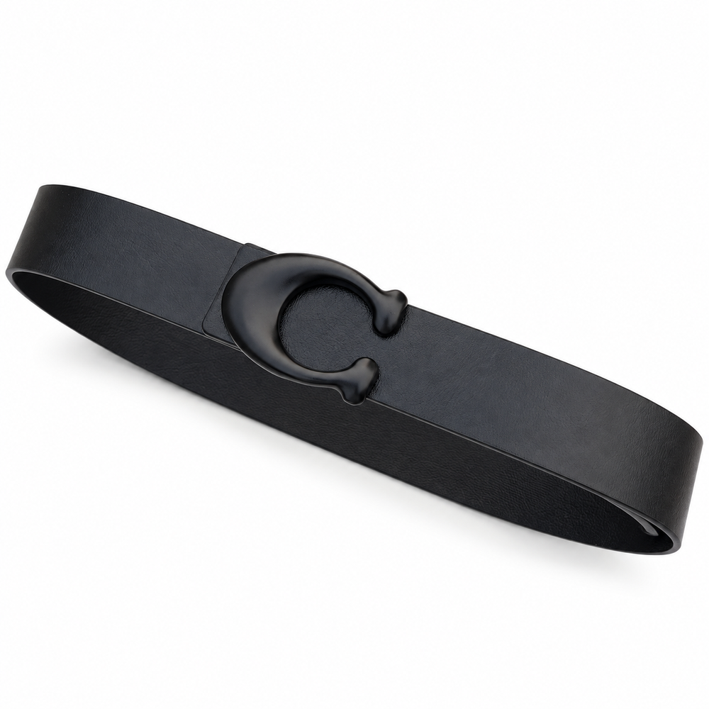 Coach Black C Buckle Belt on white background