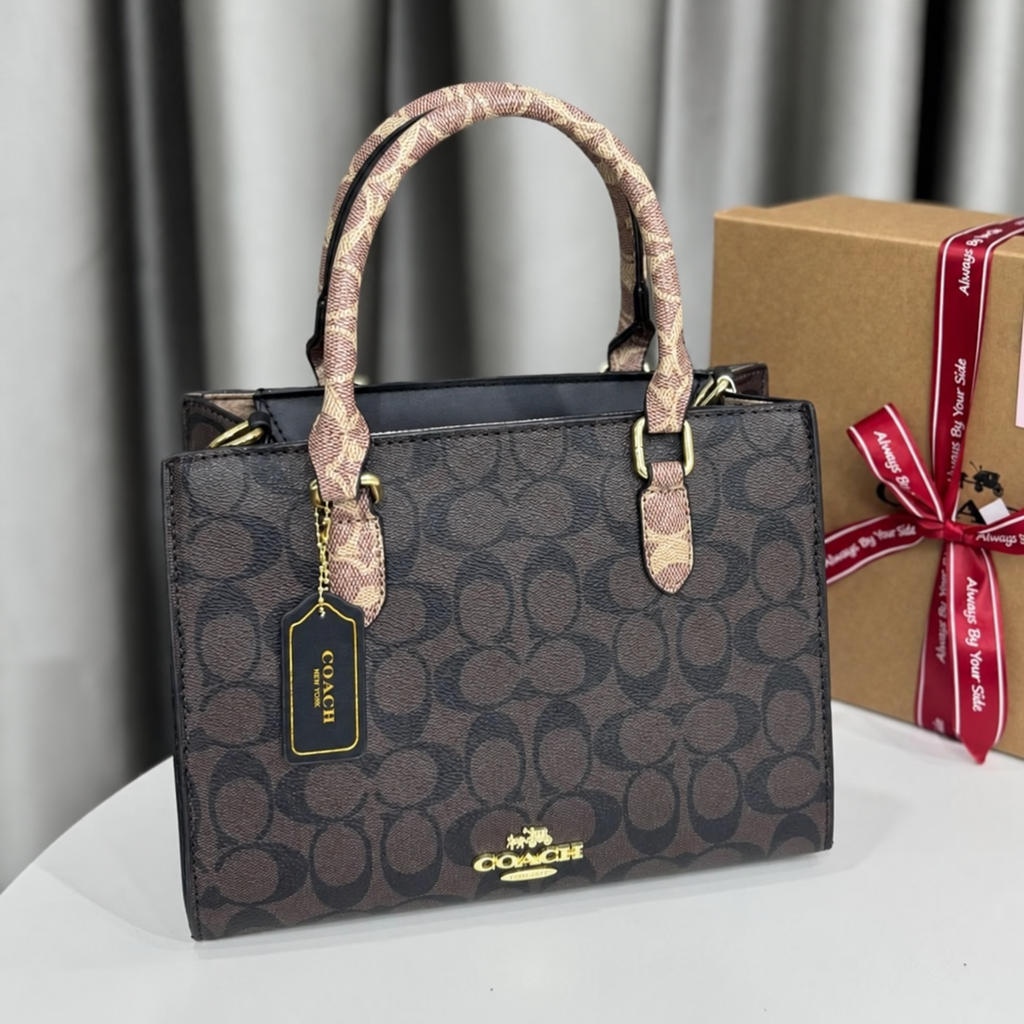 Coach Maggie tote in Dark Brown Signature with supplied box