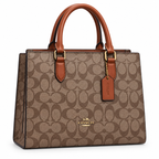 Coach Maggie tote in Khaki Signature on white background