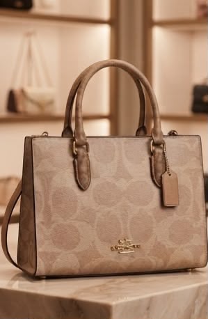 Coach Maggie tote in Light Beige Signature product view