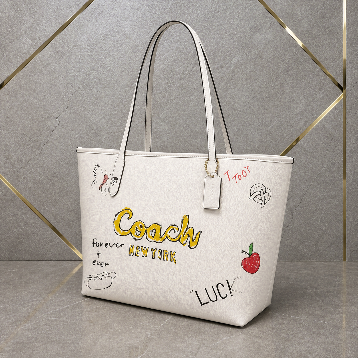 Coach Sketch Print Tote Bag alternate three-quarter view in PrimePicks office