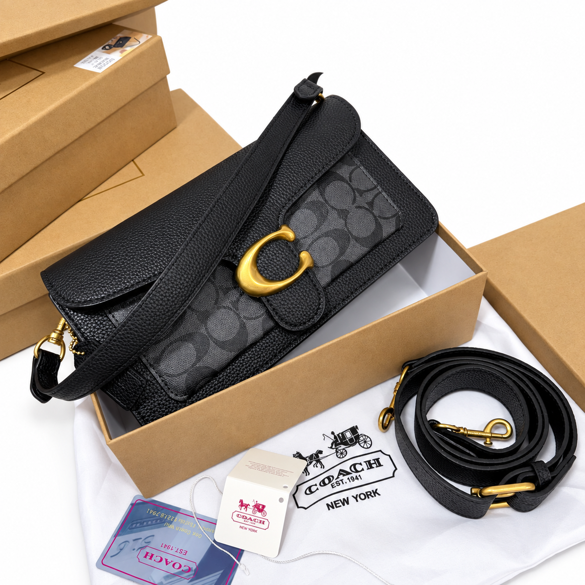 Coach Tabby Black Signature Bag