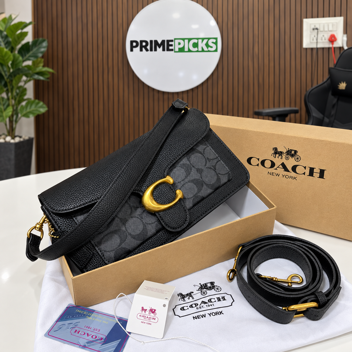 Coach Tabby Black Signature Bag