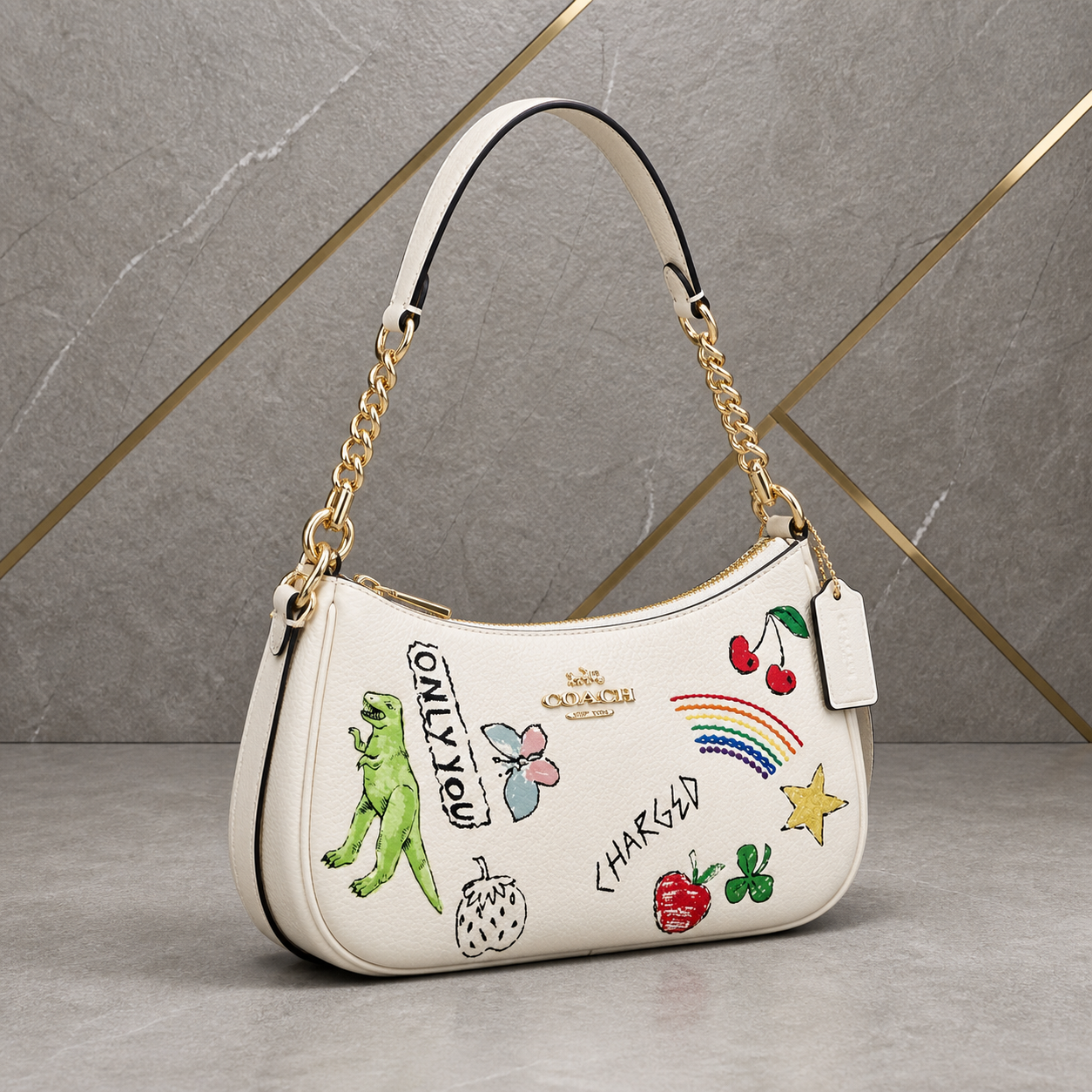 Coach Teri Sketch Print Shoulder Bag Chalk Multi alternate view