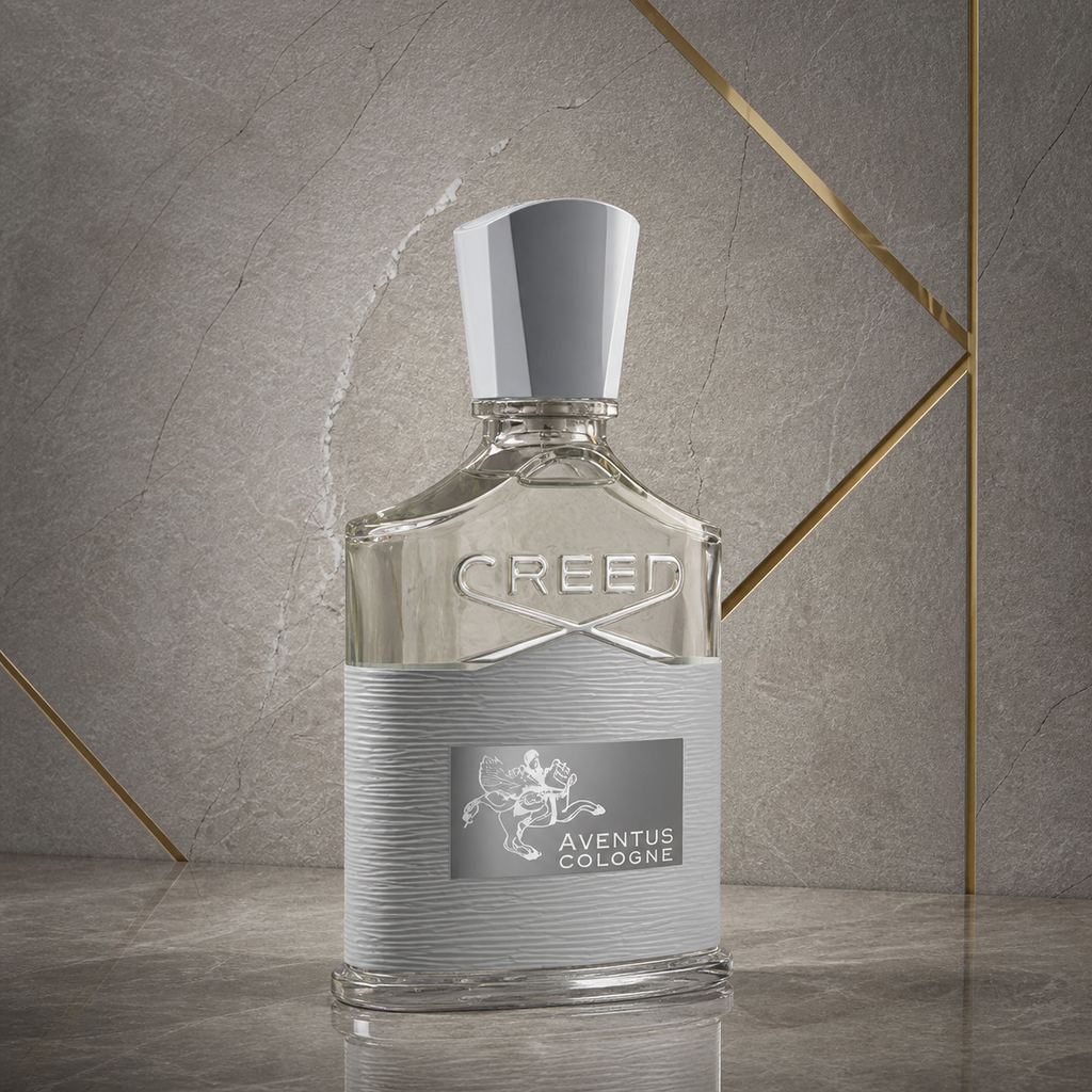 Creed Aventus Cologne 100ml bottle against the PrimePicks stone wall