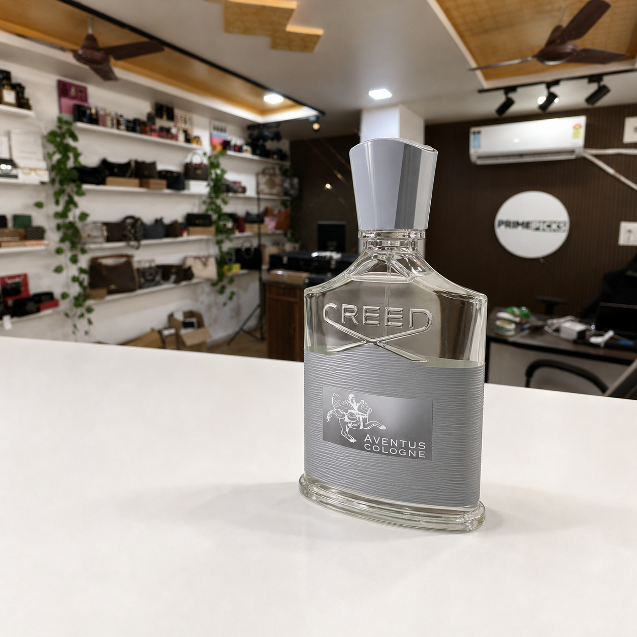Creed Aventus Cologne 100ml bottle inside the PrimePicks store