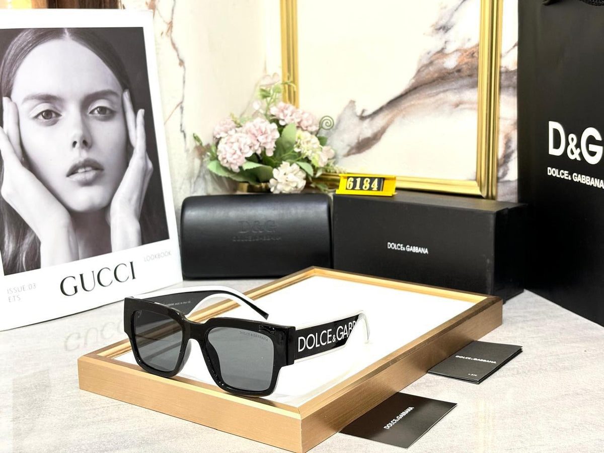D&G - Logo Temple Square Dark Lens - Sunglasses with supplied box
