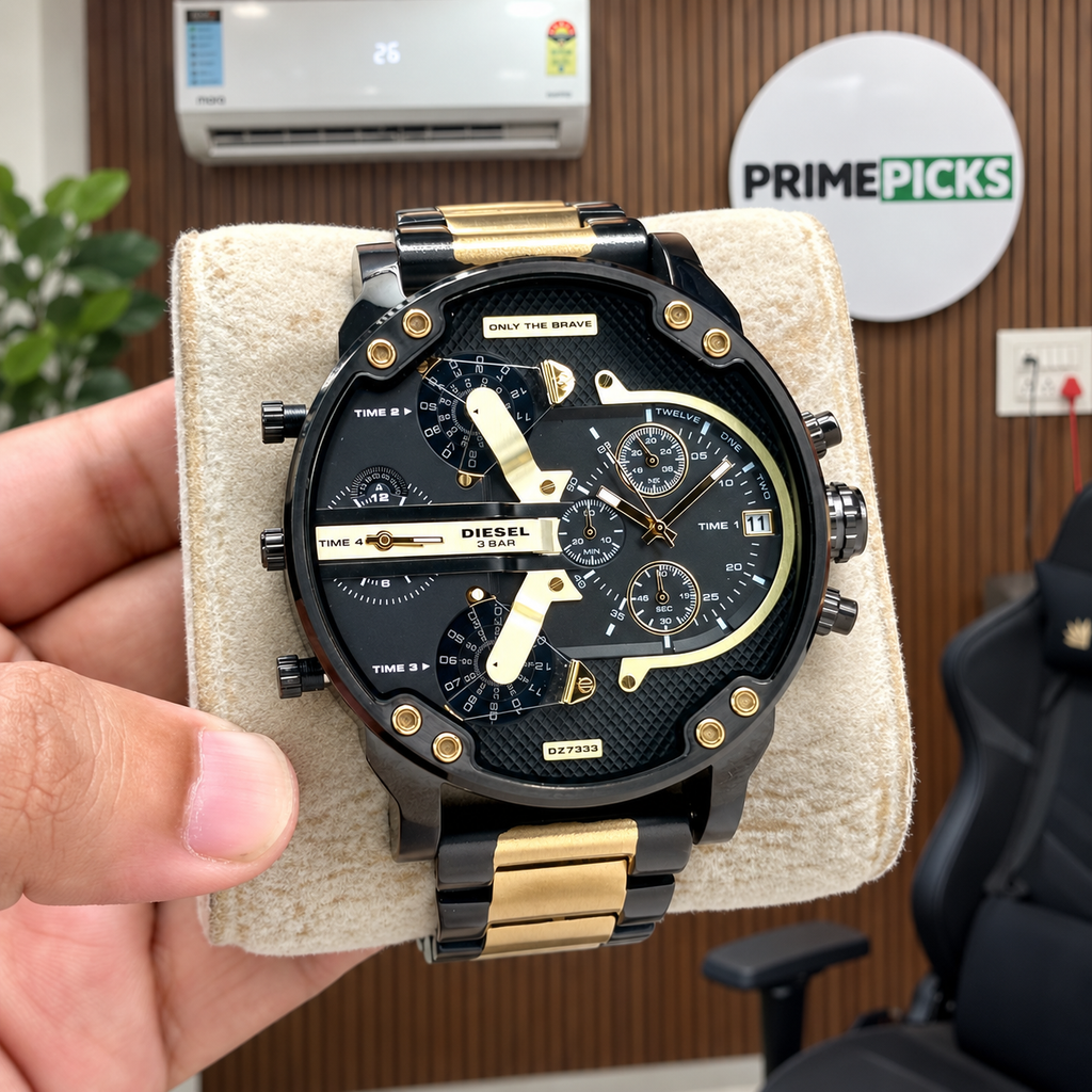 Diesel DZ7333 watch close-up in the PrimePicks office