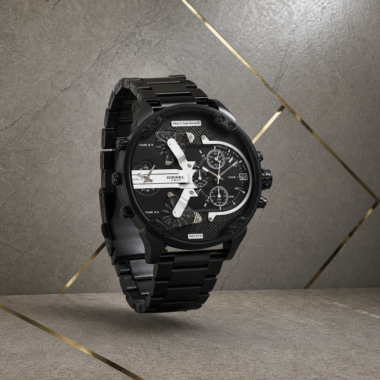 Diesel Mr. Daddy 2.0 black watch three-quarter view
