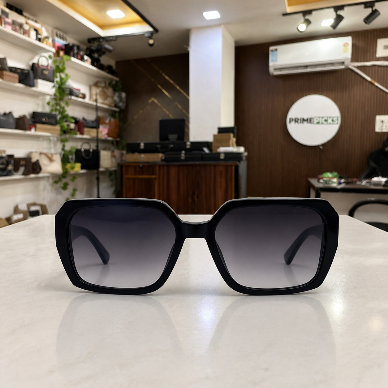Dior black geometric gradient sunglasses straight-on front view
