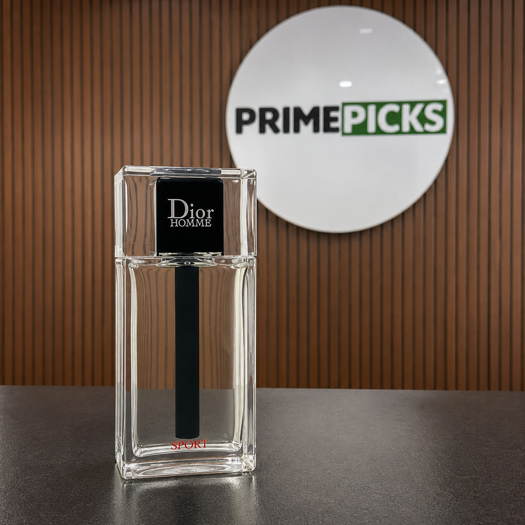 Dior Homme Sport Eau de Toilette tester 125ml bottle at the PrimePicks office