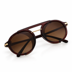 Dior - Side-Shield Round Brown Lens - Sunglasses on white background