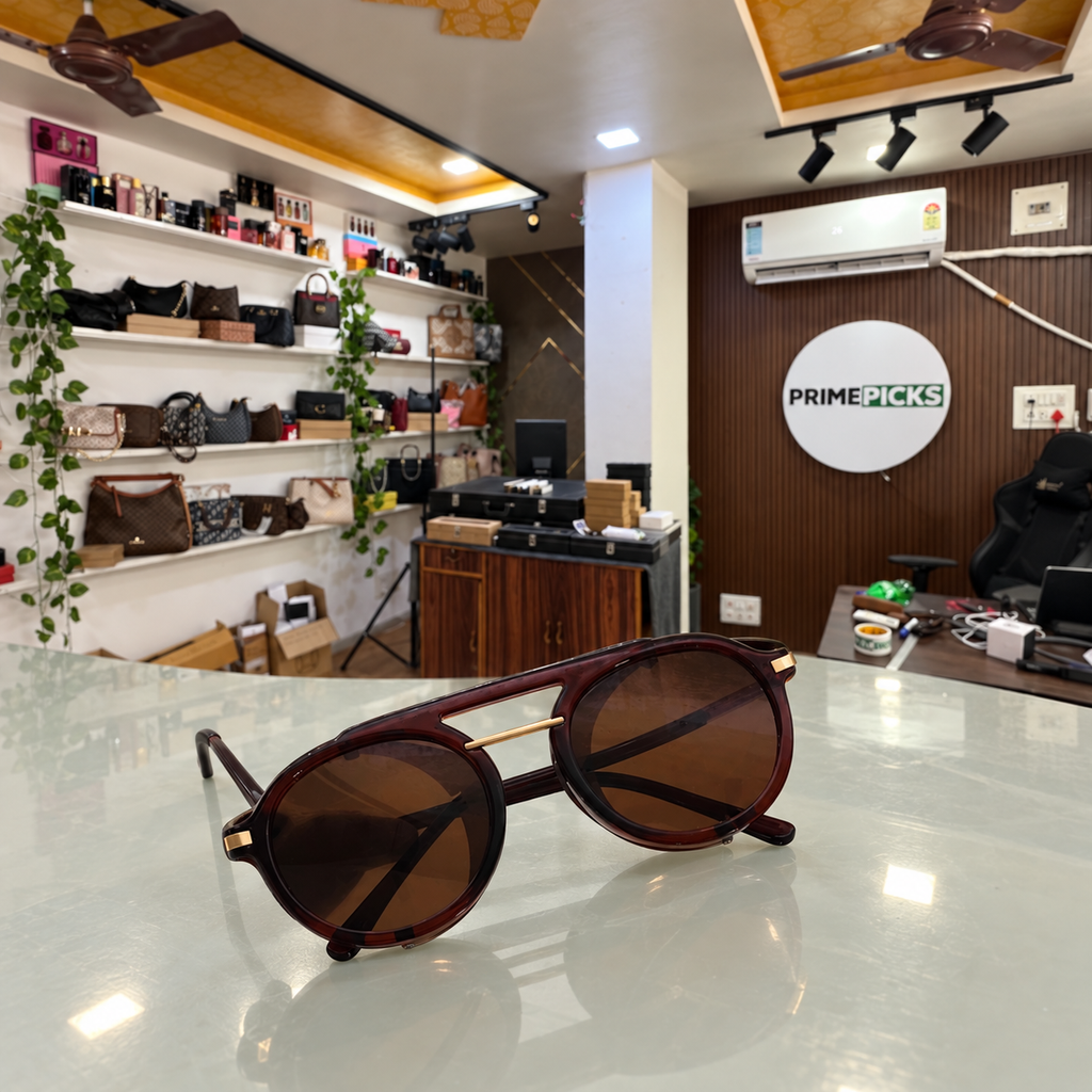 Dior - Side-Shield Round Brown Lens - Sunglasses office-front view