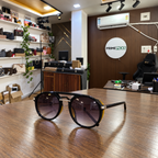 Dior - Side-Shield Round Yellow Accent Gradient - Sunglasses office-front view