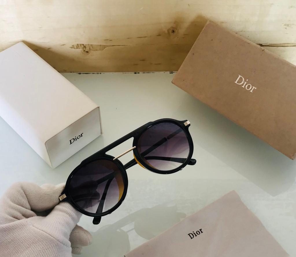 Dior - Side-Shield Round Yellow Accent Gradient - Sunglasses with supplied box