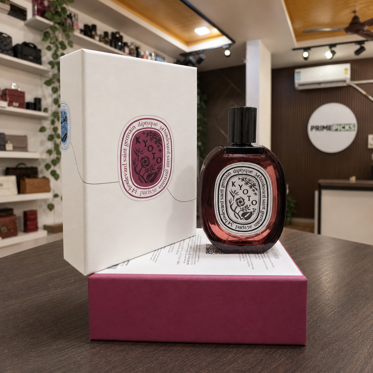 Diptyque Kyoto perfume with presentation packaging in PrimePicks store