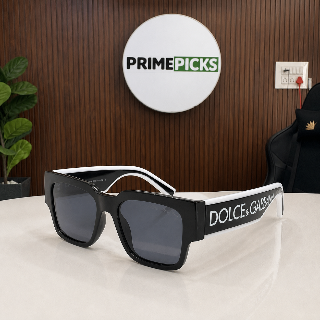 Dolce & Gabbana black oversized square unisex sunglasses hero view