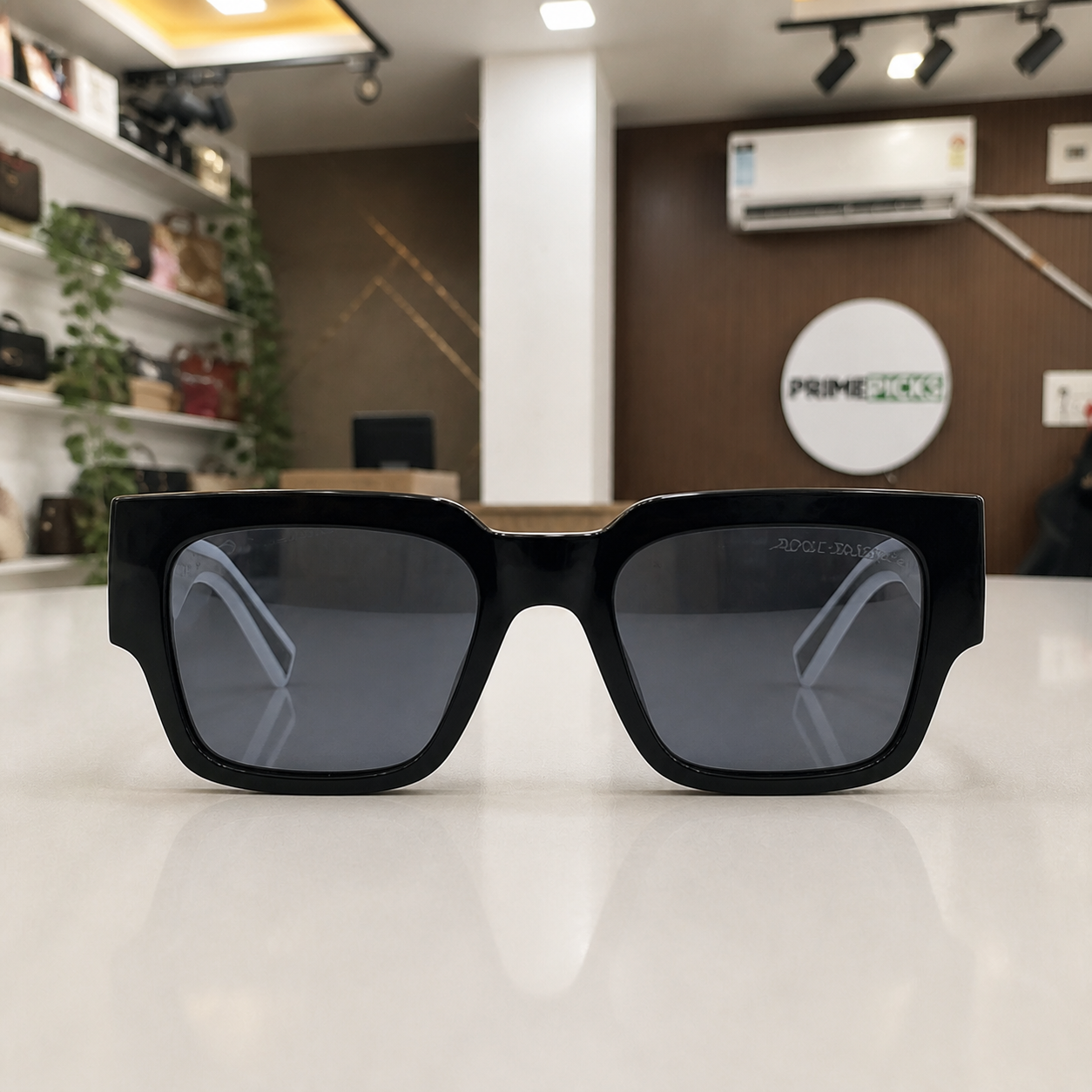 Dolce & Gabbana black oversized square sunglasses straight-on front view