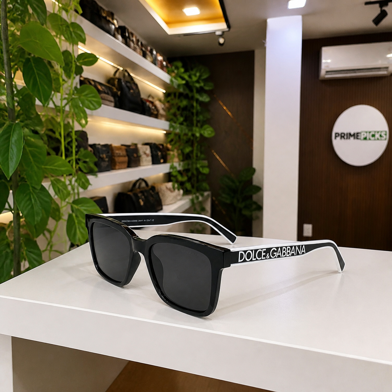 Dolce & Gabbana black square sunglasses product-only PrimePicks office lifestyle