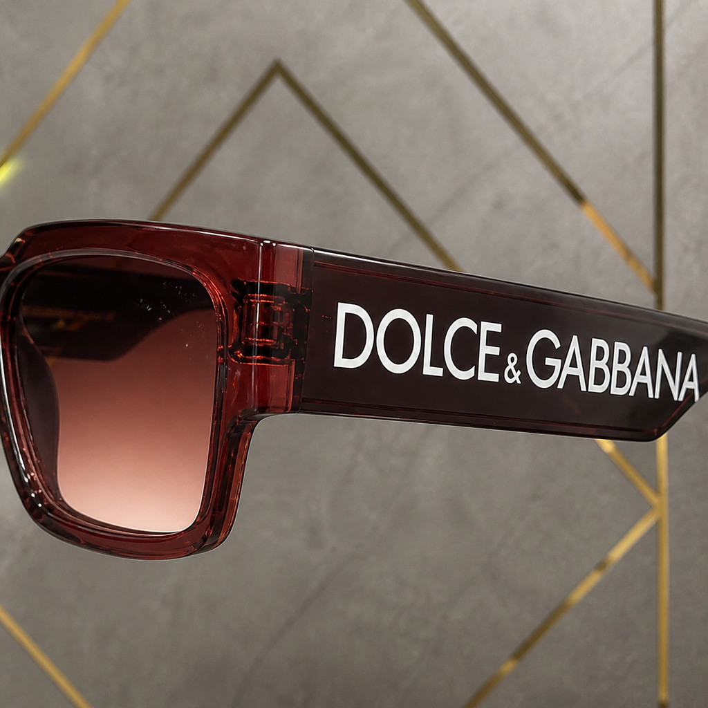 Dolce & Gabbana burgundy sunglasses white logo temple detail