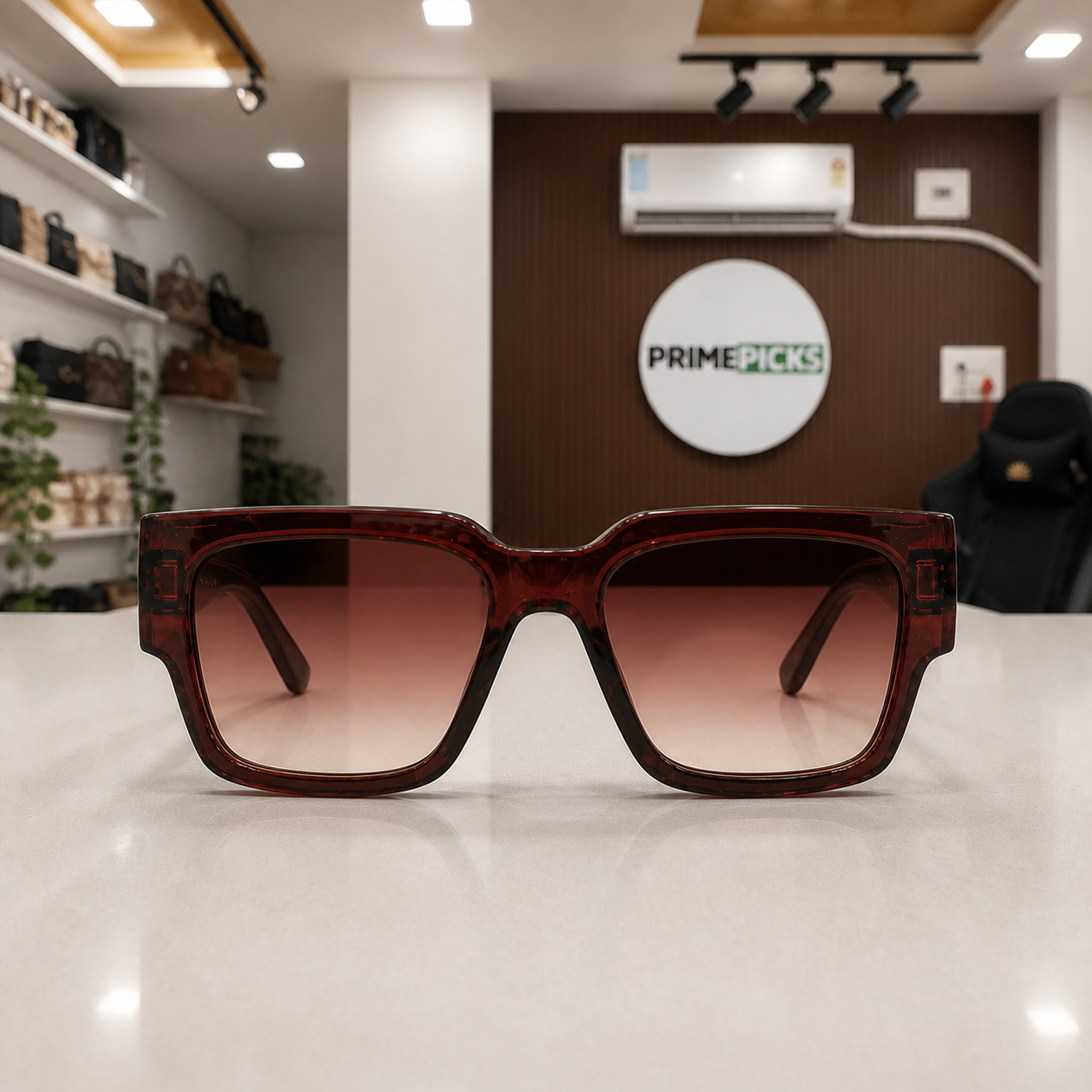 Dolce & Gabbana burgundy square sunglasses straight-on front view