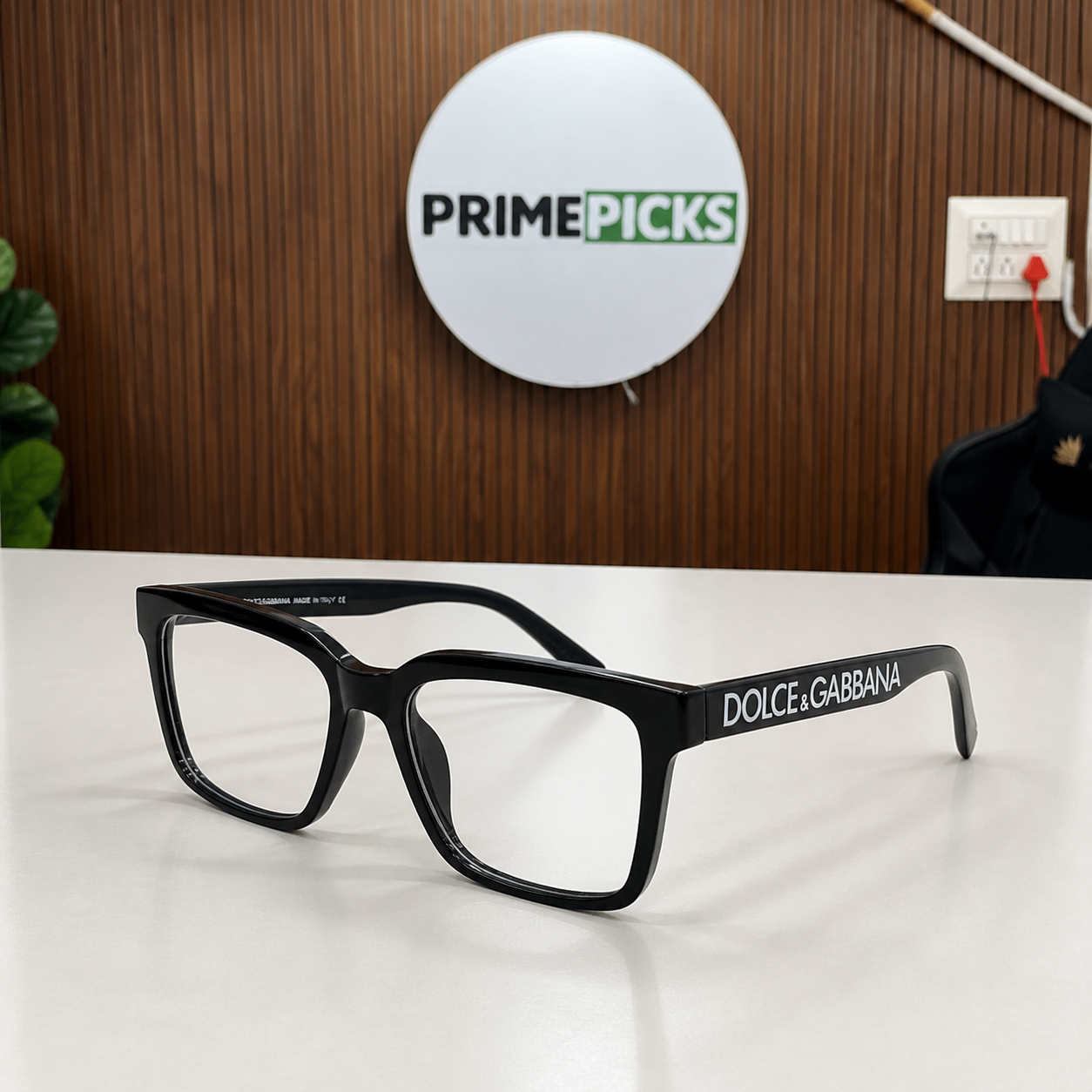 Dolce & Gabbana Model 5101 black square clear-lens frame hero view