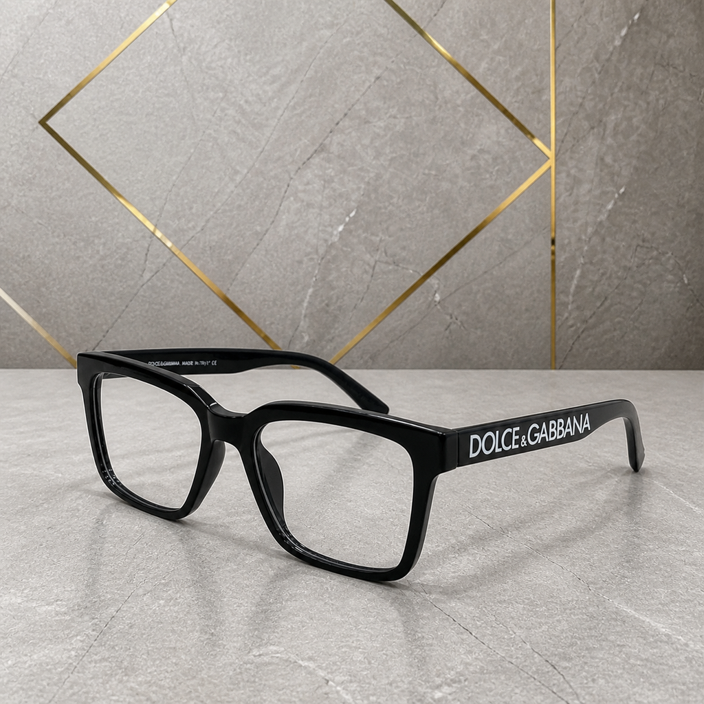 Dolce & Gabbana black square clear-lens frame alternate angle