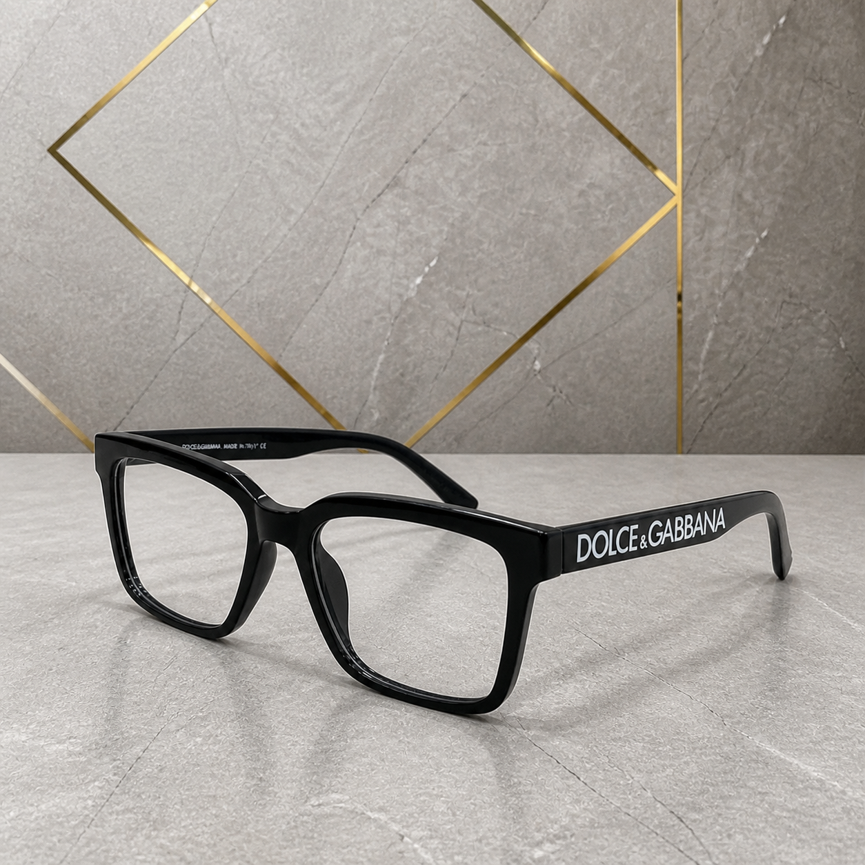 Dolce & Gabbana black square clear-lens frame alternate angle