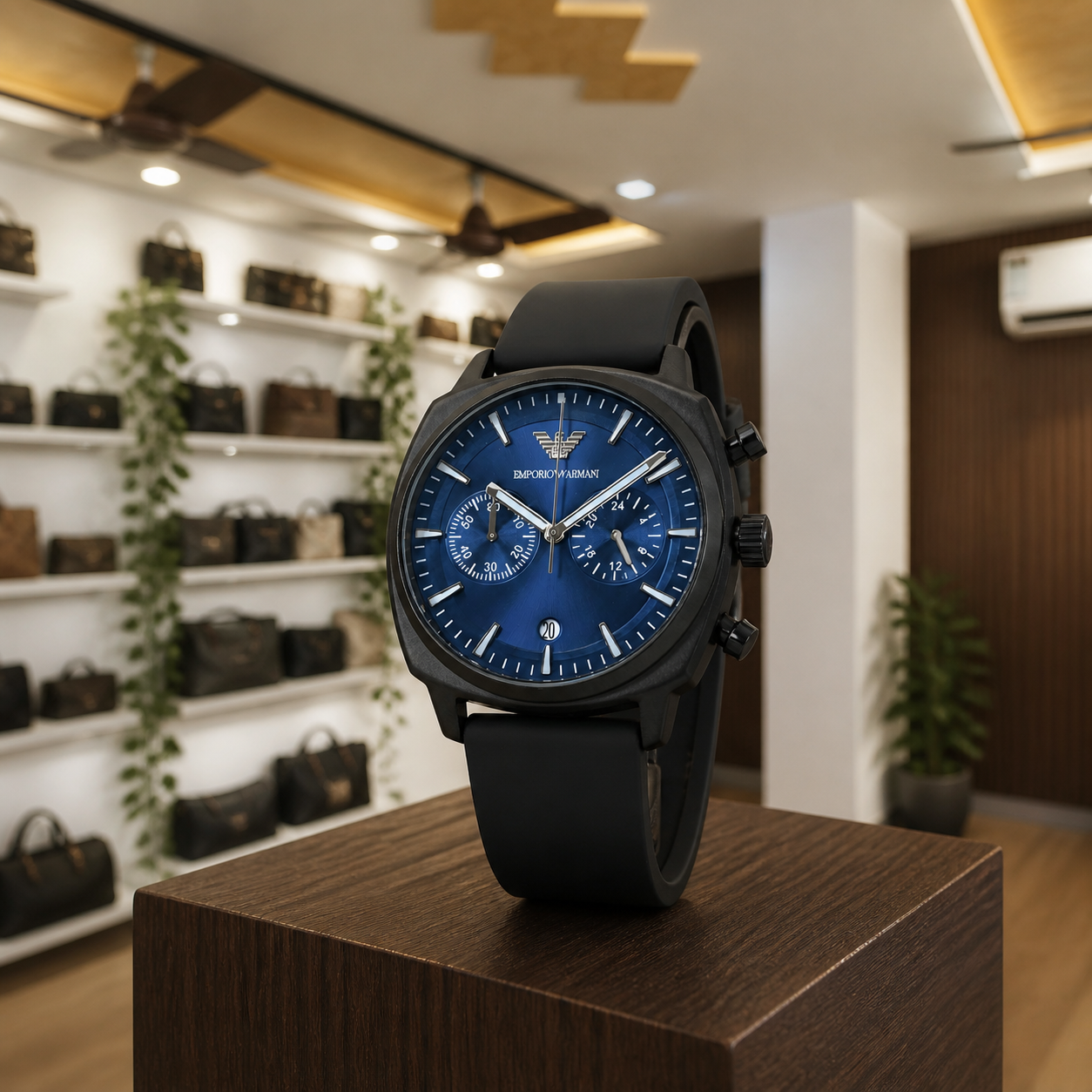 Emporio Armani chronograph watch in Primepicks showroom
