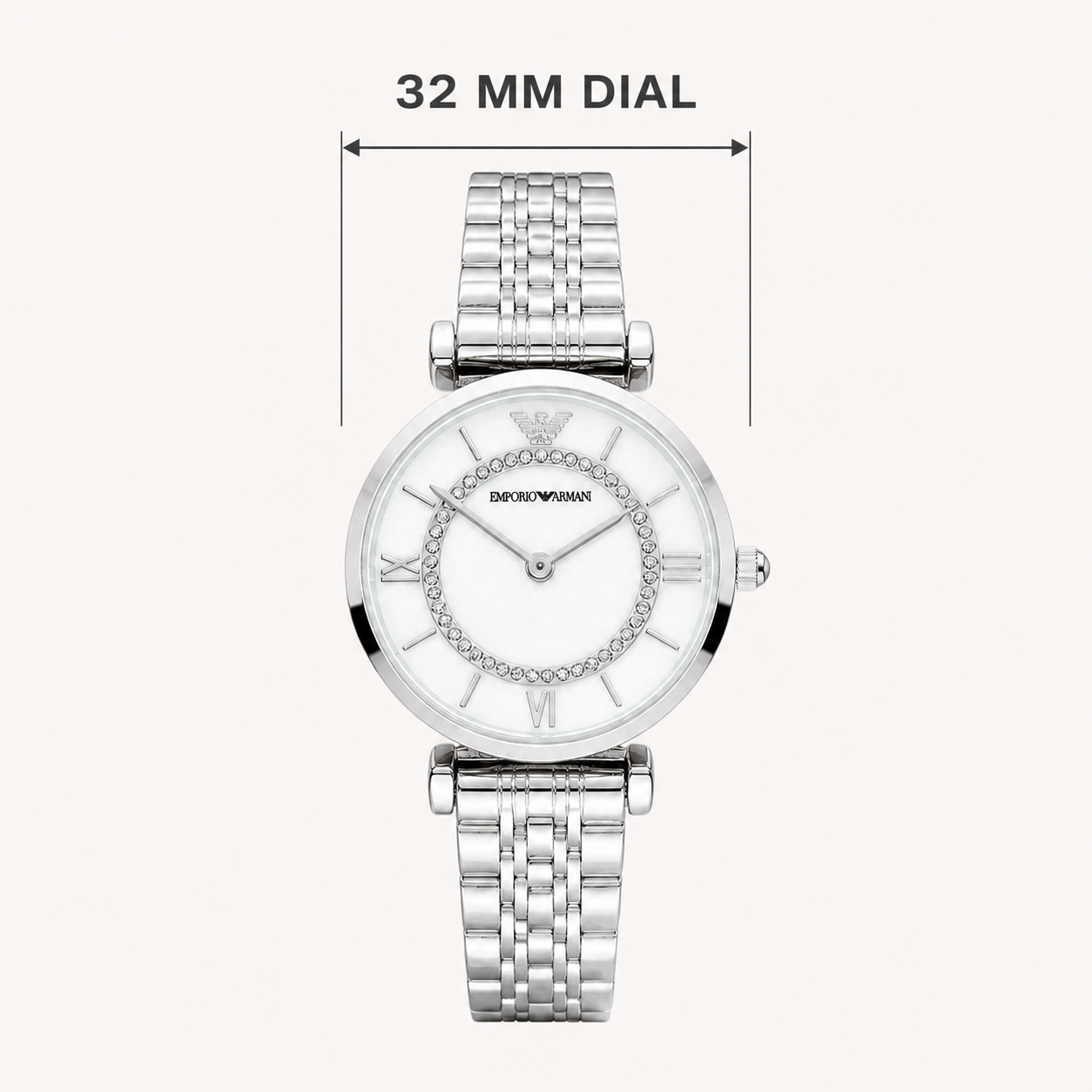 Emporio Armani Gianni T-Bar — 32 mm dial size guide