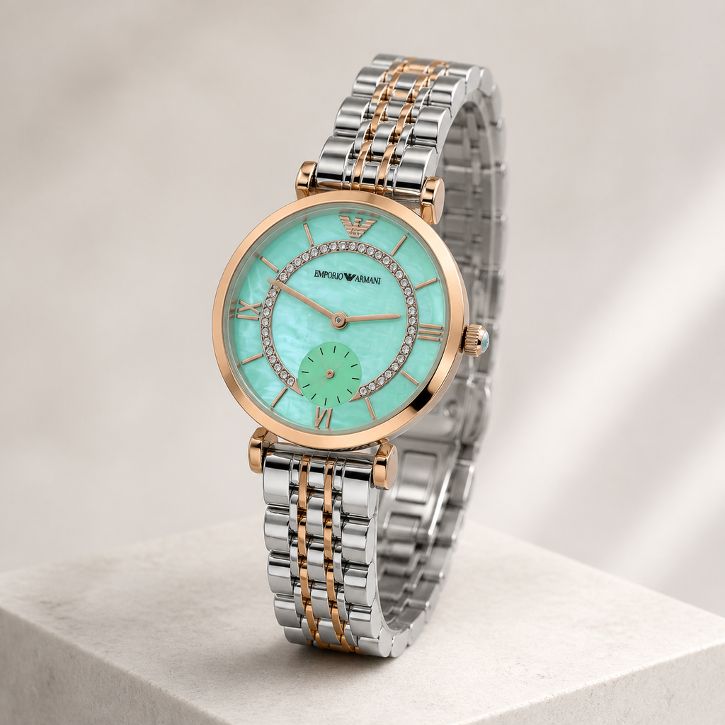 Emporio Armani ladies two-tone watch alternate view