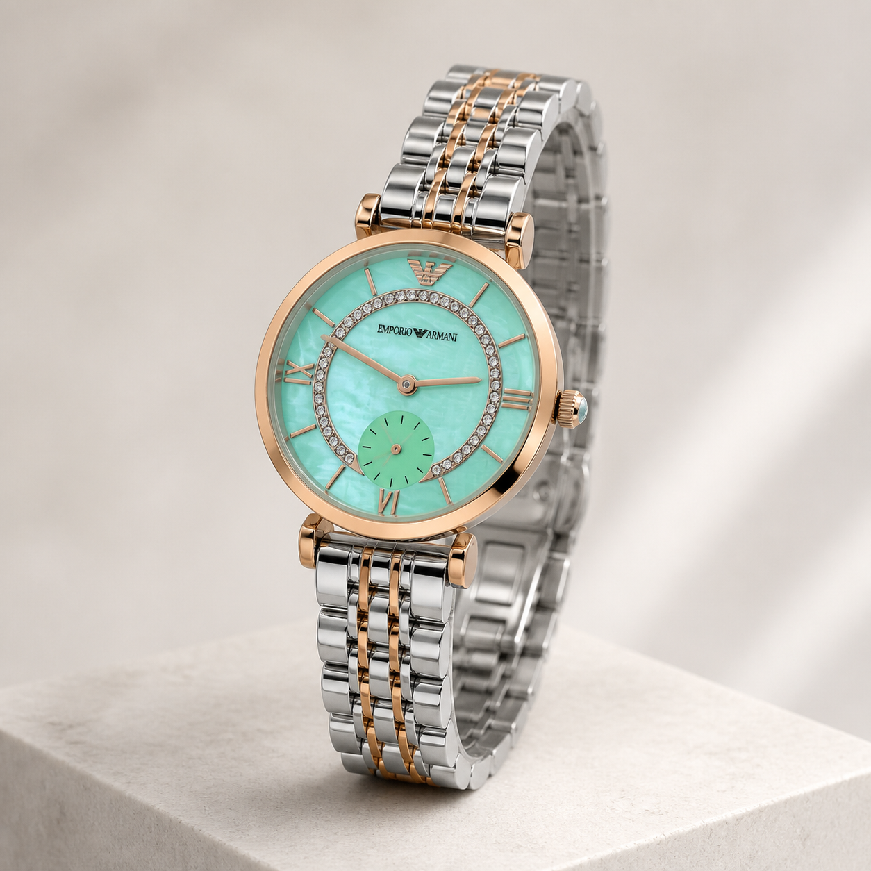 Emporio Armani ladies two-tone watch alternate view