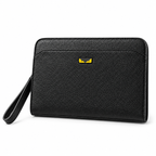 Fendi men’s black password-lock zip pouch on a white background